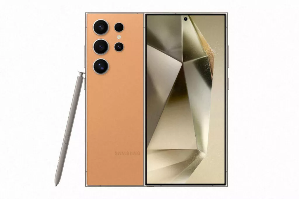 galaxy s24ultra titaniumorange device spen front li