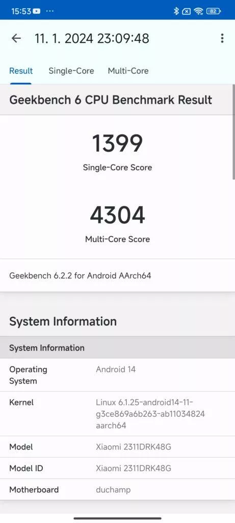 poco x6 pro geekbench