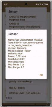 samsung car crash detect