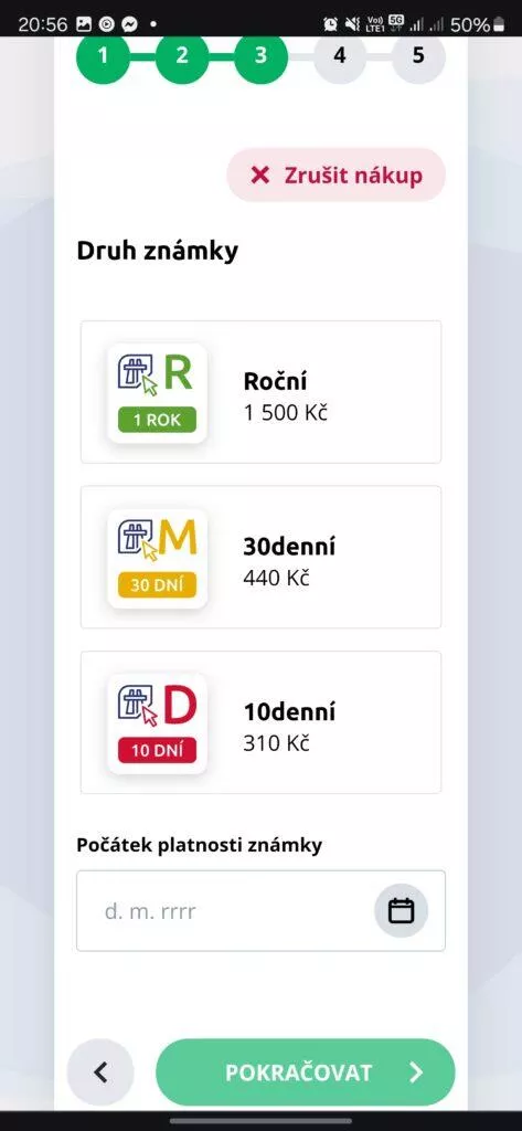 dálniční známka cena