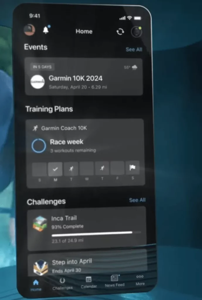 Nový design aplikace Garmin Connect