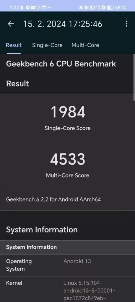 honor magic v2 geekbench