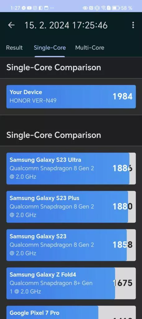 honor magic v2 geekbench 6