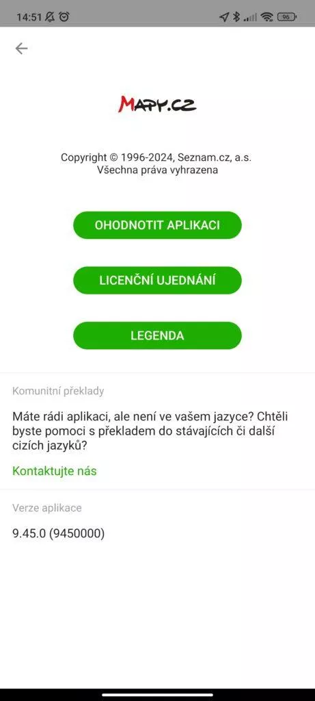 mapycz informace o verzi