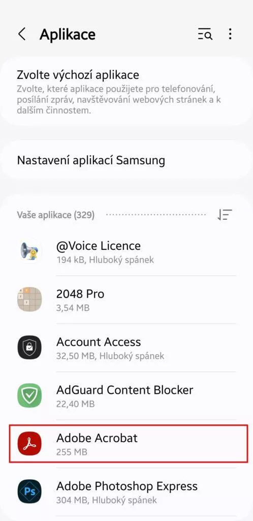 seznam aplikací