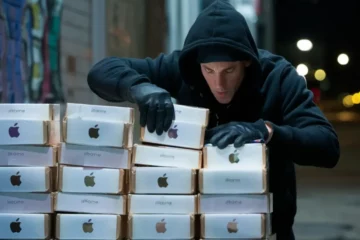 Apple produkty krádež ilustrace