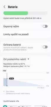 Samsung vrací užitečnou funkci ke sledování baterie 1 Baterie Od posledního nabití