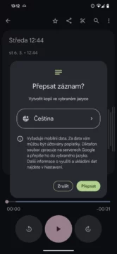 Diktafon Google přepis do češtiny