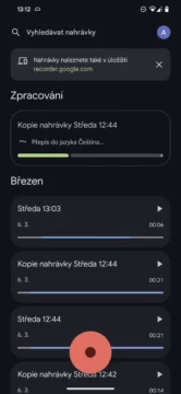 Diktafon Google přepis do češtiny