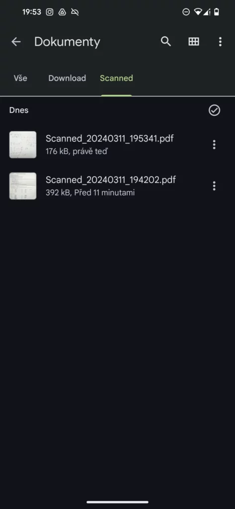 Google Files skenovat