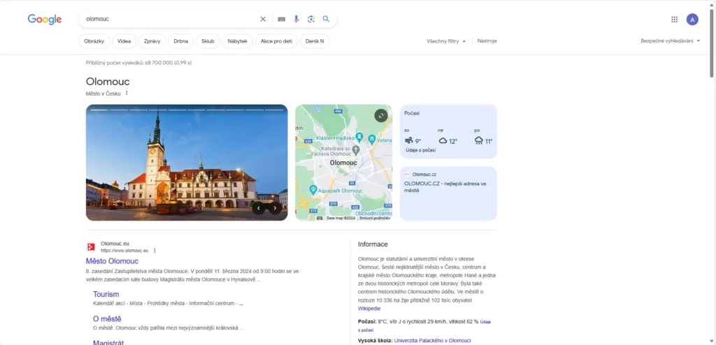 Google Mapy Vyhledávání