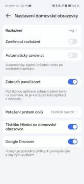 Honor MagicOS 8.0 nastavení domovské obrazovky