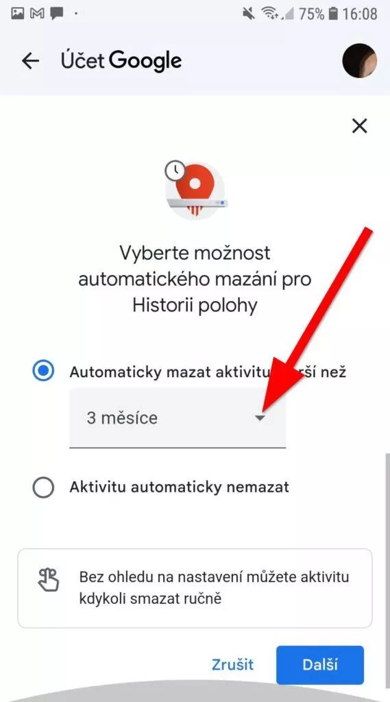 účet google automaticky mazat