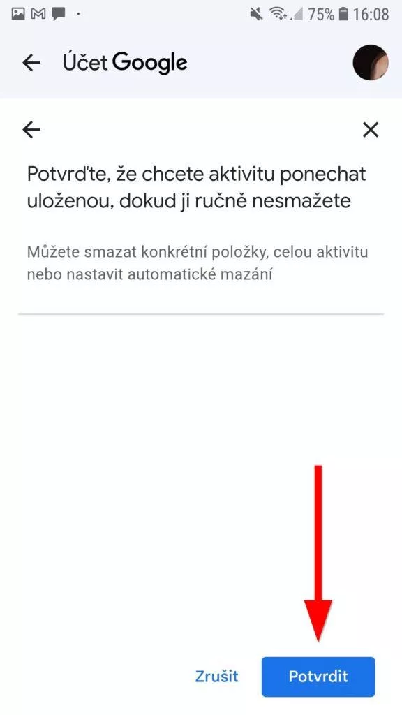 účet google potvrdit
