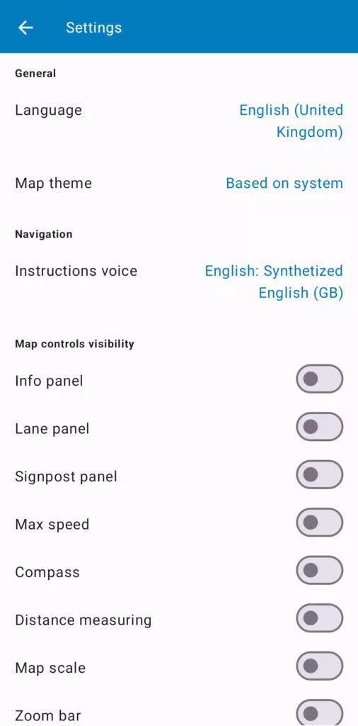 copy of mapfactor navigator lite screenshot settings