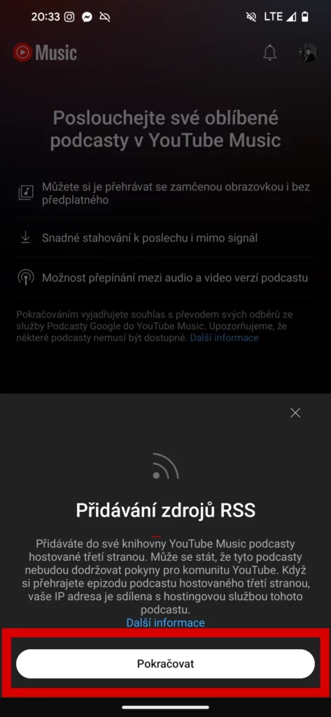 Podcasty Google převod do YouTube Music