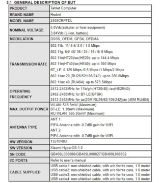 redmi pad pro fcc