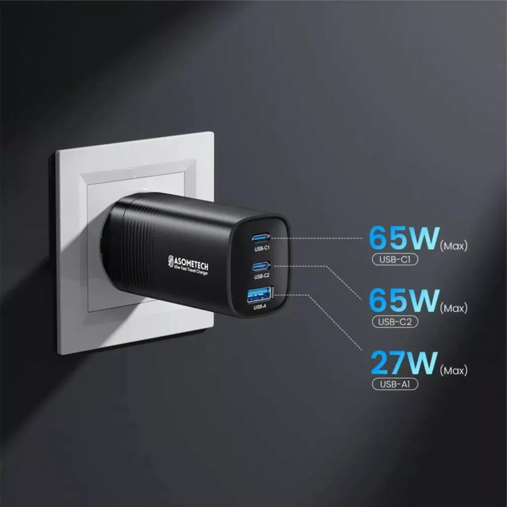 ASOMETECH GaN 65W adaptér