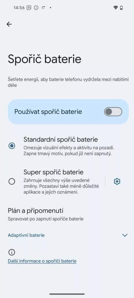 google pixel 8a spořič baterie