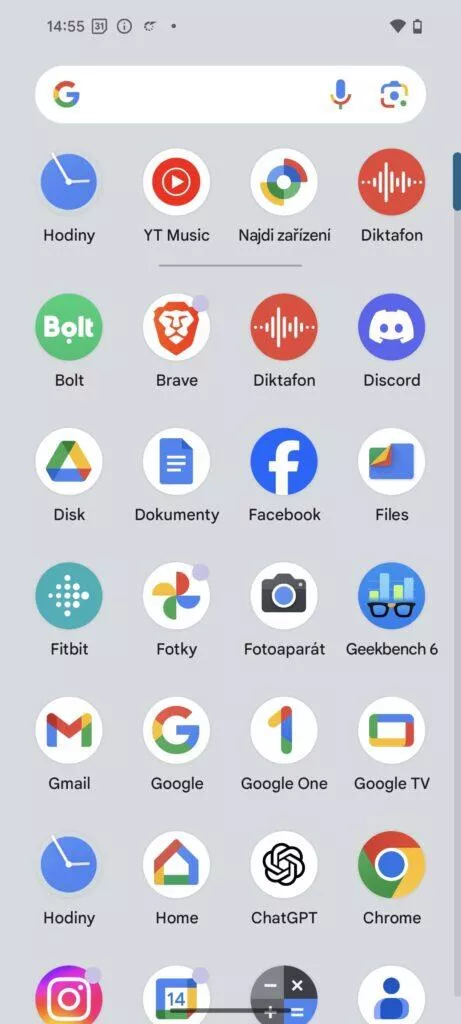 nabídka aplikací pixel