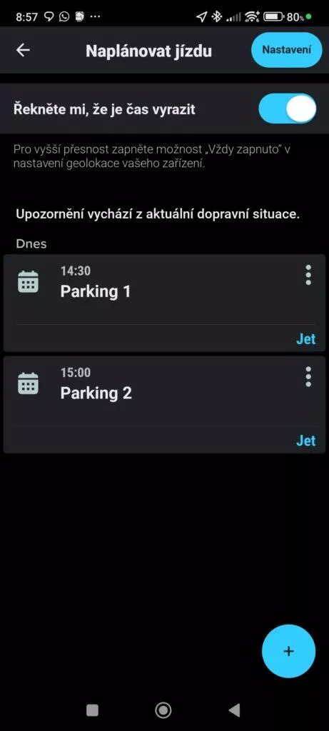 Naplánované jízdy