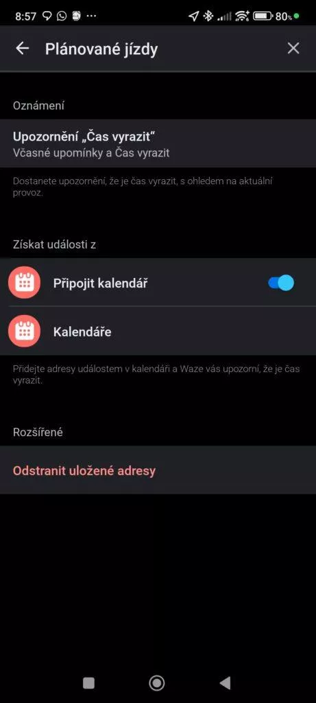 Nastavení naplánovaných jízd