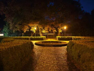 noční fotka zahrady