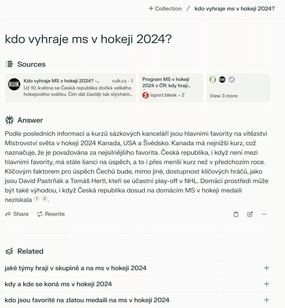 perplexity hokej