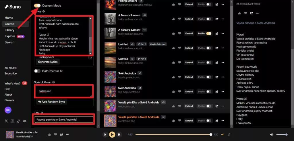 Skládání vlastních písniček