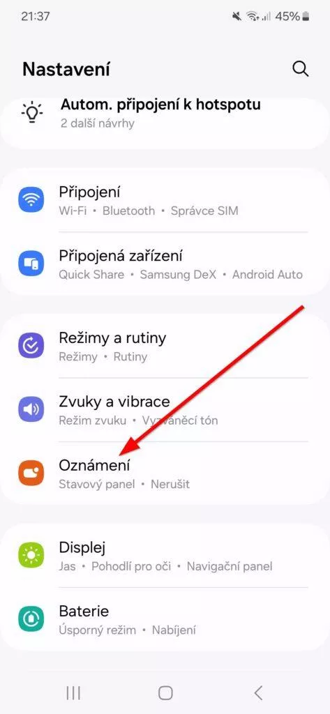 Nastavení oznámení OneUI 6.1