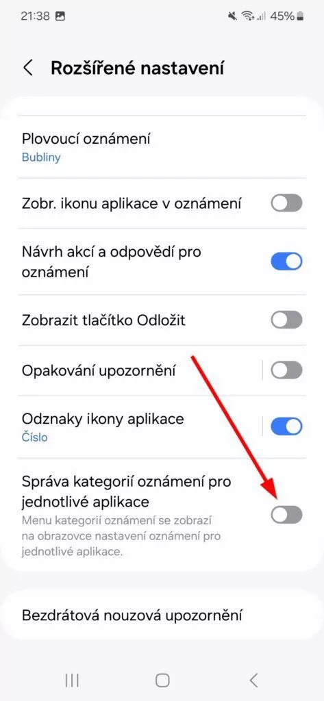 Nastavení oznámení OneUI 6.1