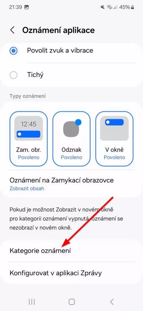 Nastavení oznámení OneUI 6.1