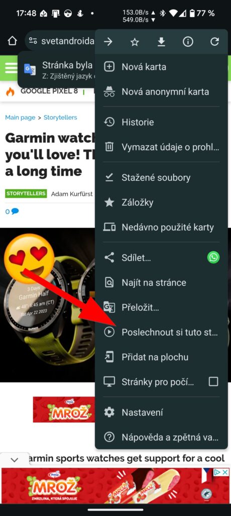 poslechněte si stránku