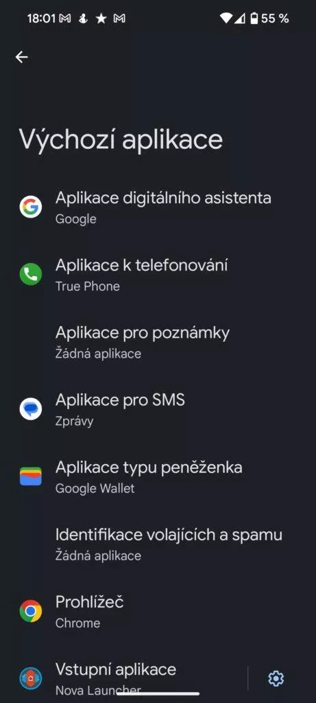 výchozí aplikace, notes povoleny