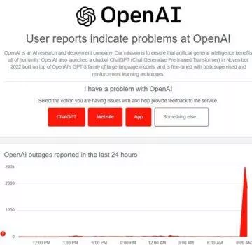 openai chatgpt výpadek