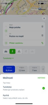 Turistická trasa pro pěší navigaci