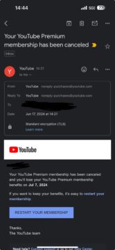 Zrušené předplatné YouTube Premium