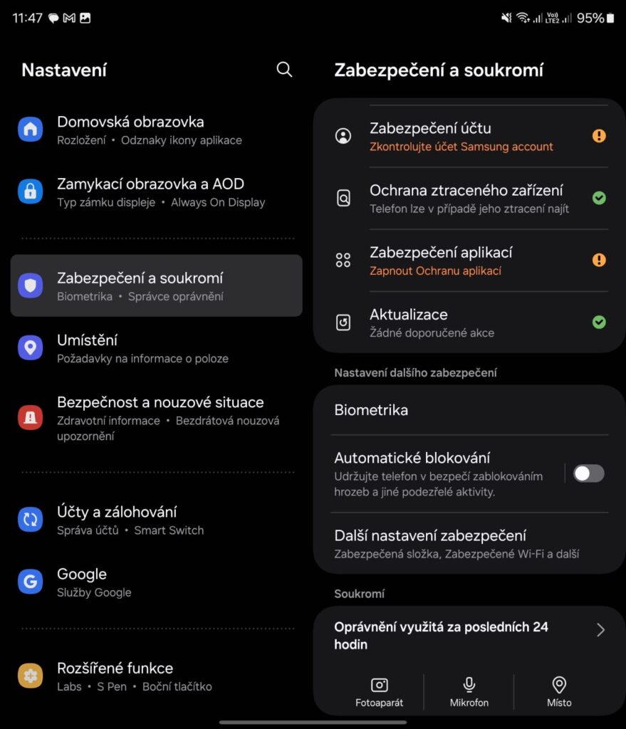One UI 6.1.1 Zabezpečení