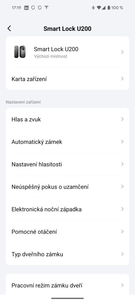 aqara smart lock u200 nastavení