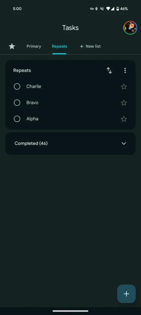 ukoly google novy design tmavy