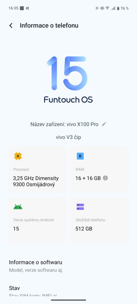 Vivo X100 Pro dostává Android 15 aktualizaci