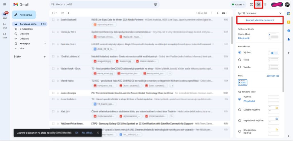 gmail jak povolit zkratky 1