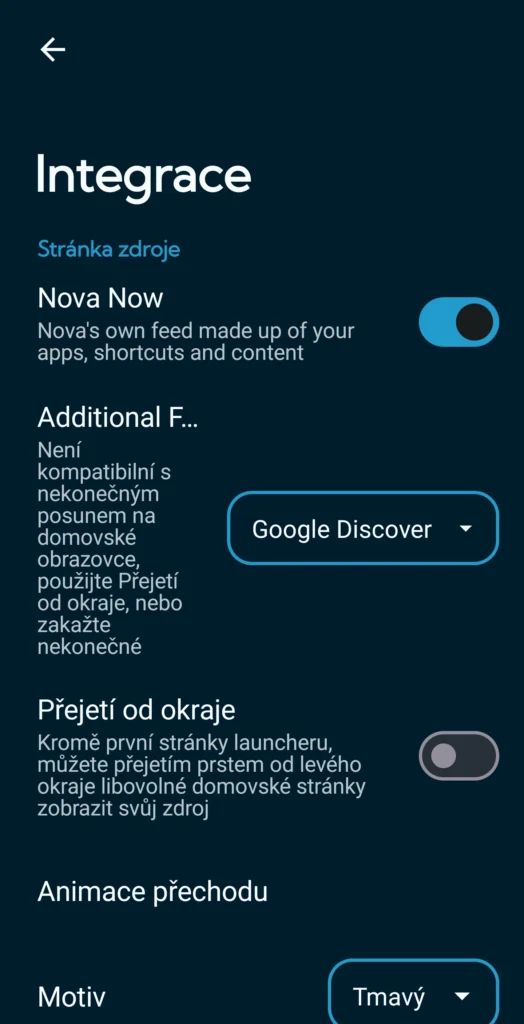 nova launcher integrace