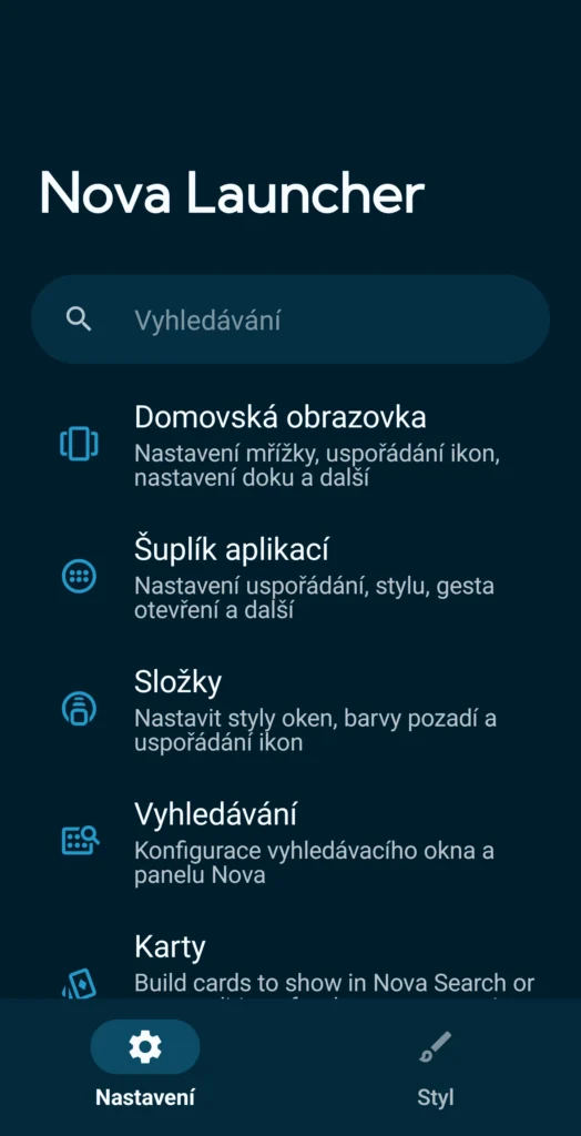 nova launcher nastaveni 1