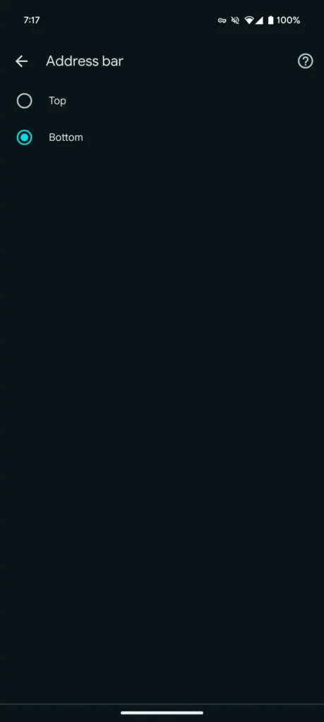 adresní řádek nahoře dole chrome