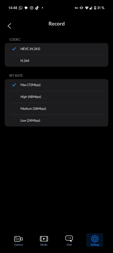 blackmagic camera bitrate volba