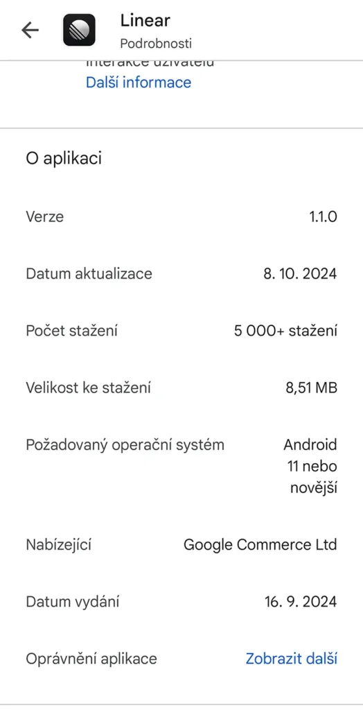 Aplikace Linear pro Android
