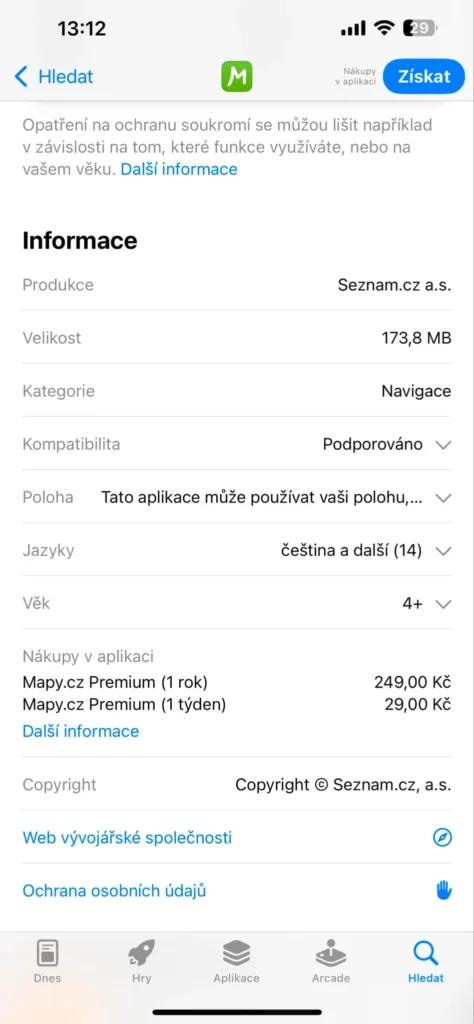 mapy.cz placená verze