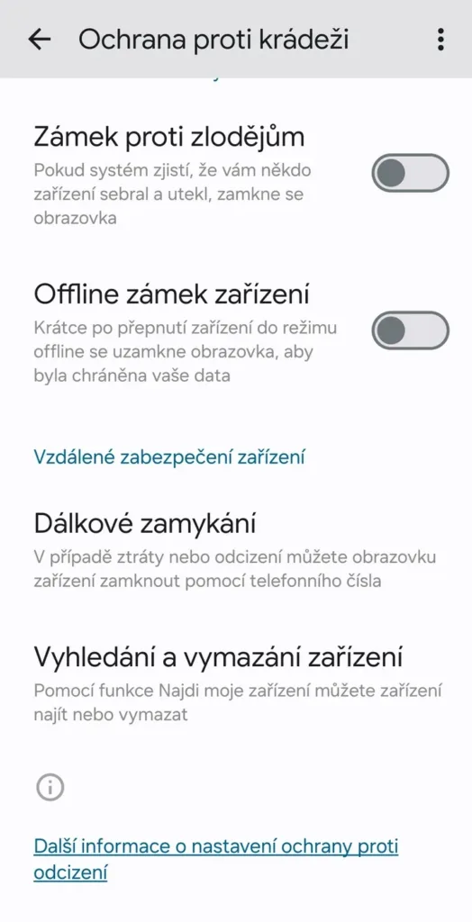 Nastavení ochrany proti krádeži