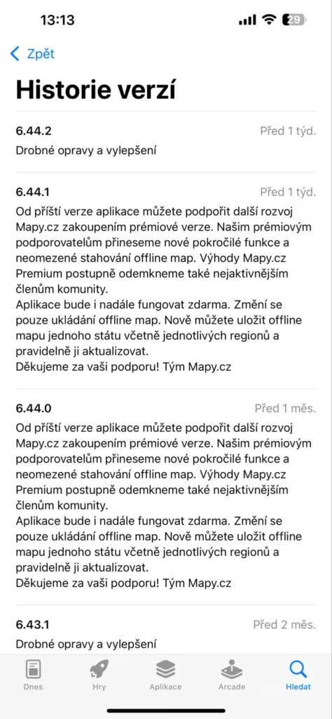 seznamcz mapy zmeny v aplikaci